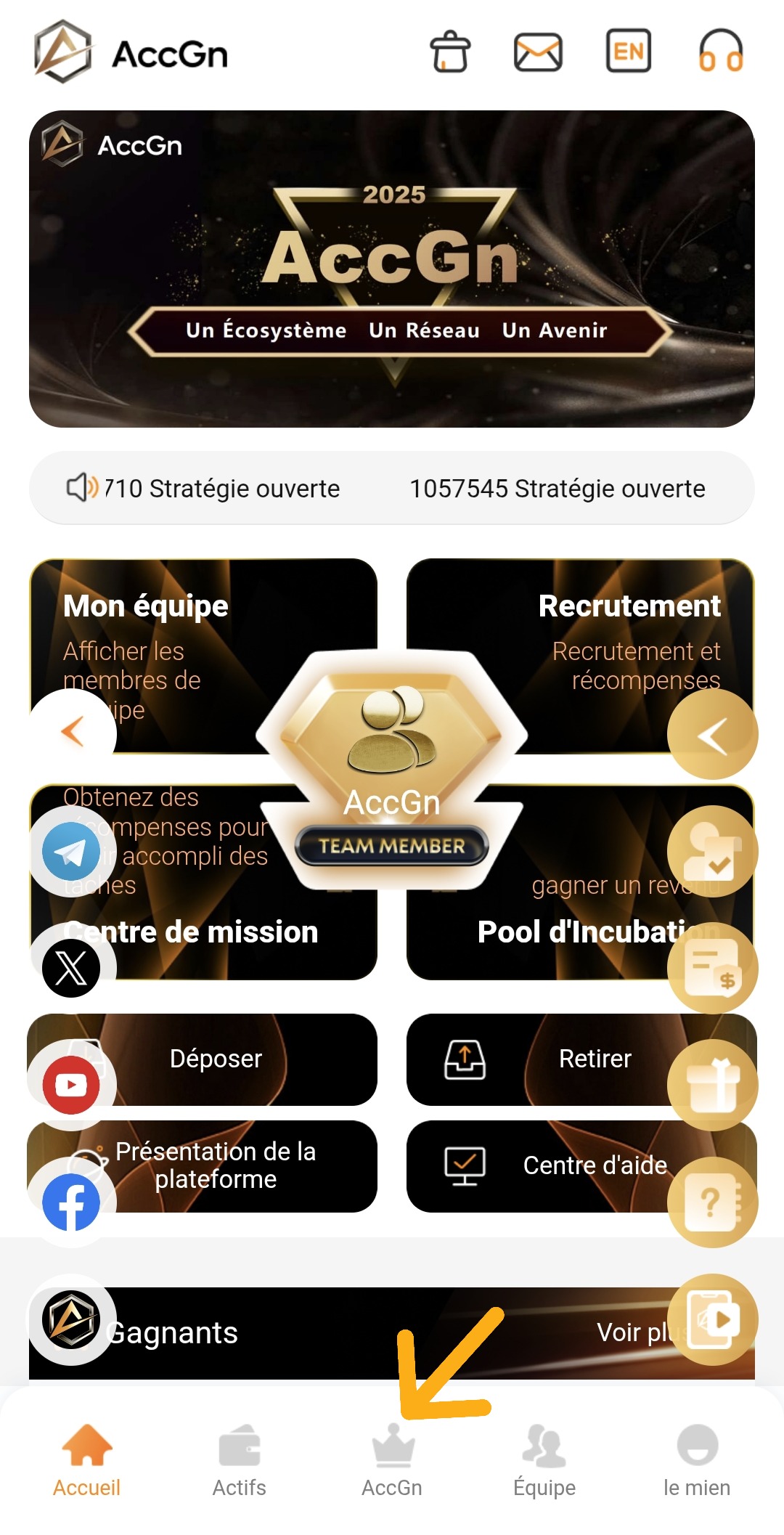 Menu stratégie